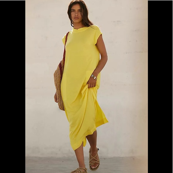 Free People New W Tags Slouchy Maxi Long Dress w/ Slits Multiple Sizes - Picture 4 of 4